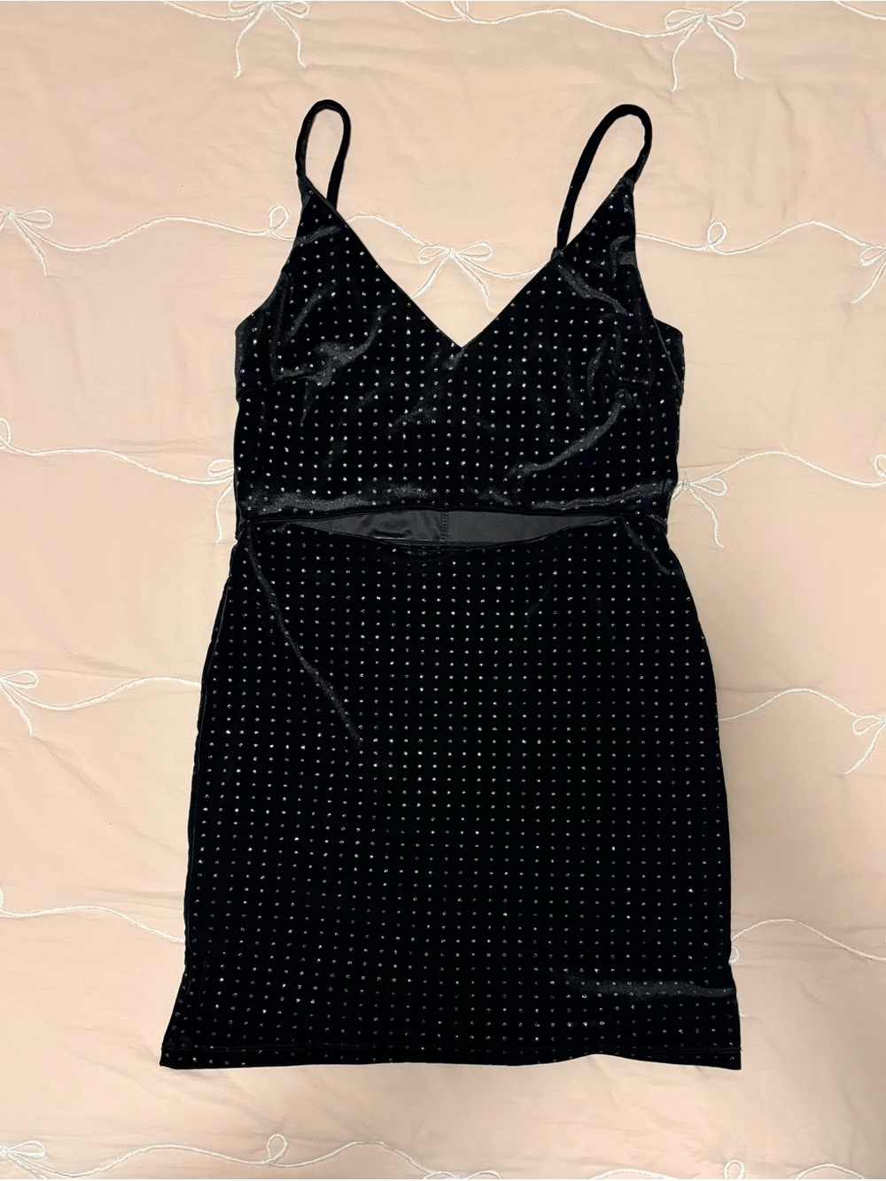 Black Velvet (L) Mini Dress with Glitter Detail
